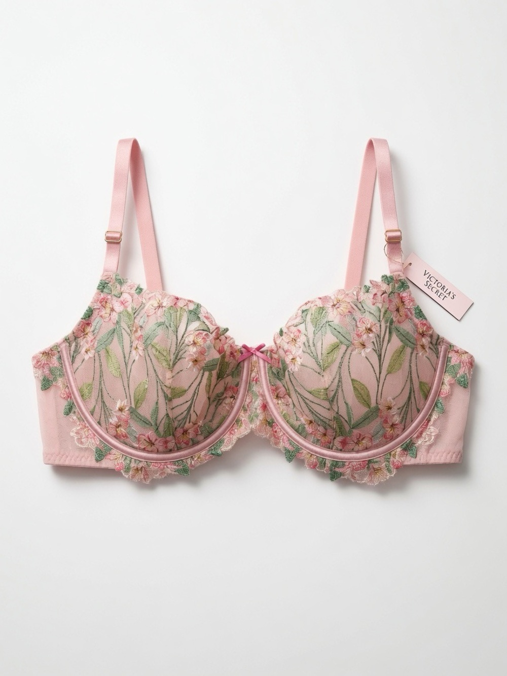 Victoria's Secret Light Pink Embroidered Floral Underwire Bra